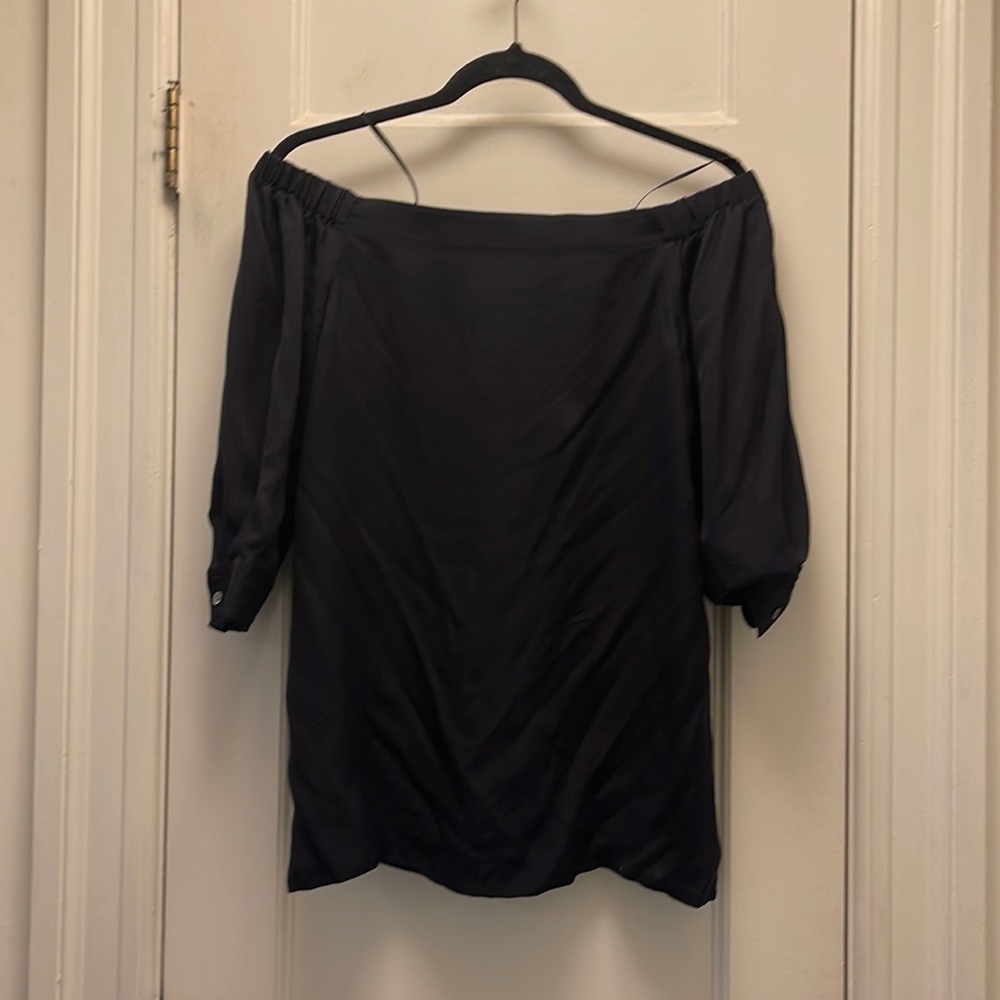 Theory Off Should Black Silk Top